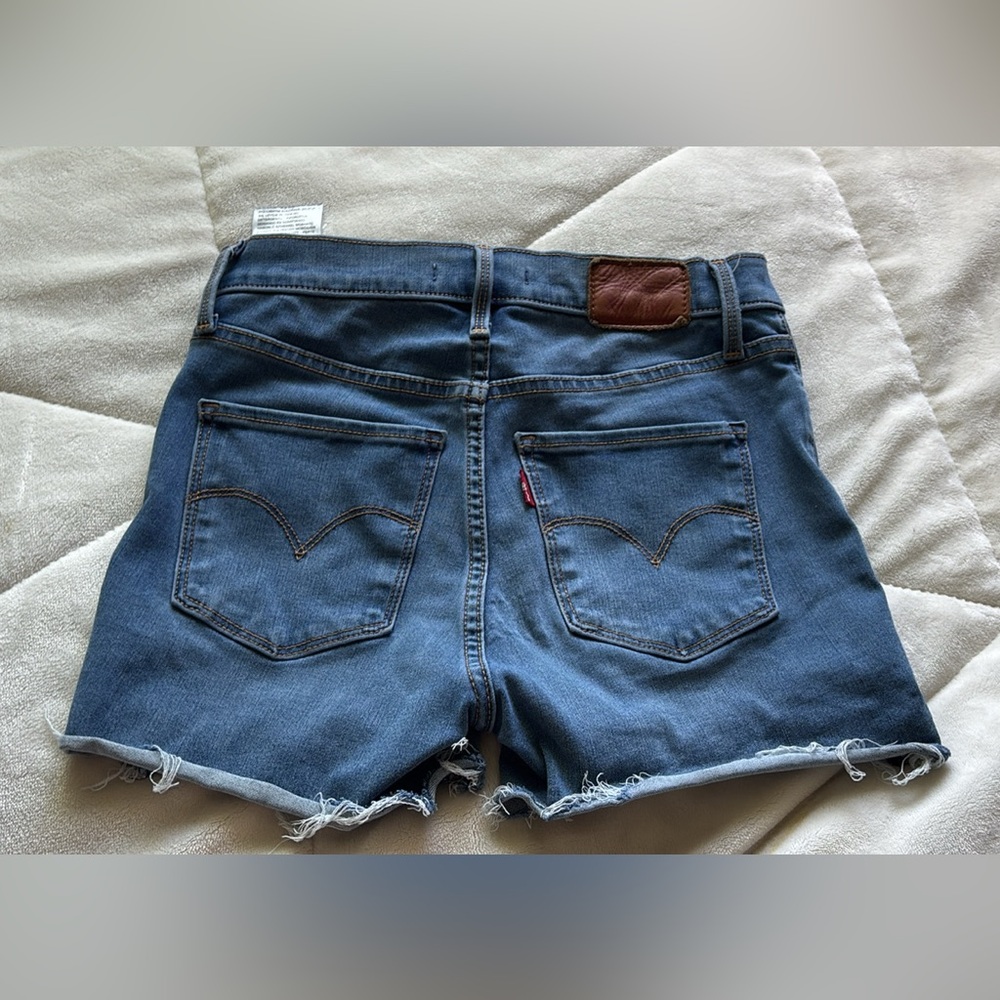 Levis Blue Denim high rise/stretchy shorts